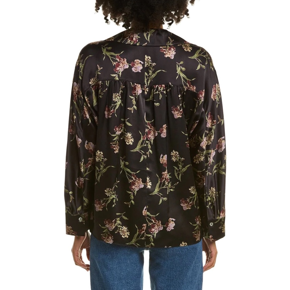 VINCE. Iris Honeysuckle 100% Silk Shaped Collar Pullover - Size S - Picture 4 of 14